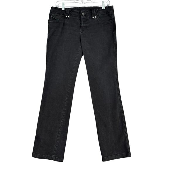 Armani‎ Exchange Black Bootcut 5 Pocket Button Zipper Jeans Pants Size 8 - Picture 1 of 9